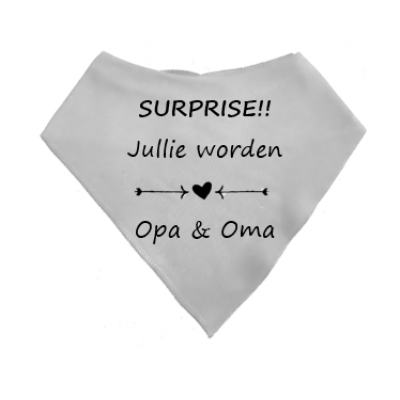 Puntslabbetje "Surprise, jullie worden opa & oma" Puntslabbetje "Surprise, jullie worden opa & oma"
